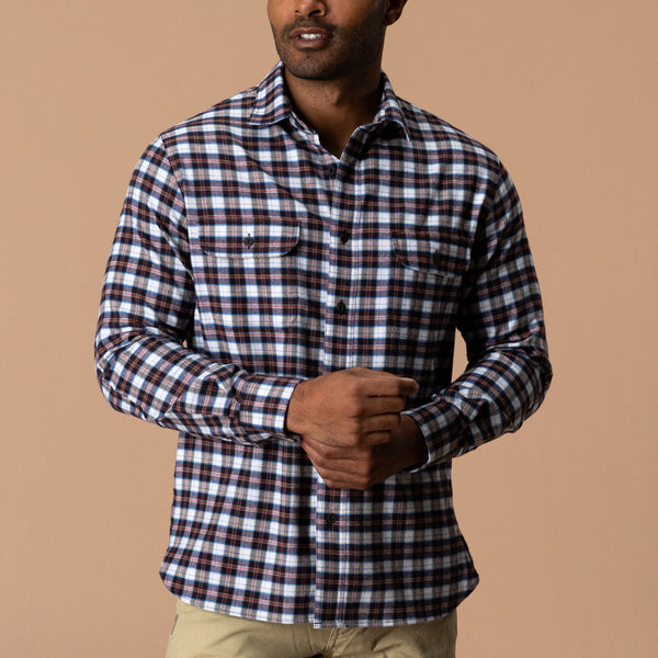 Performance Flannel Sport Shirt - Brite Plaid - Chocolate Plum