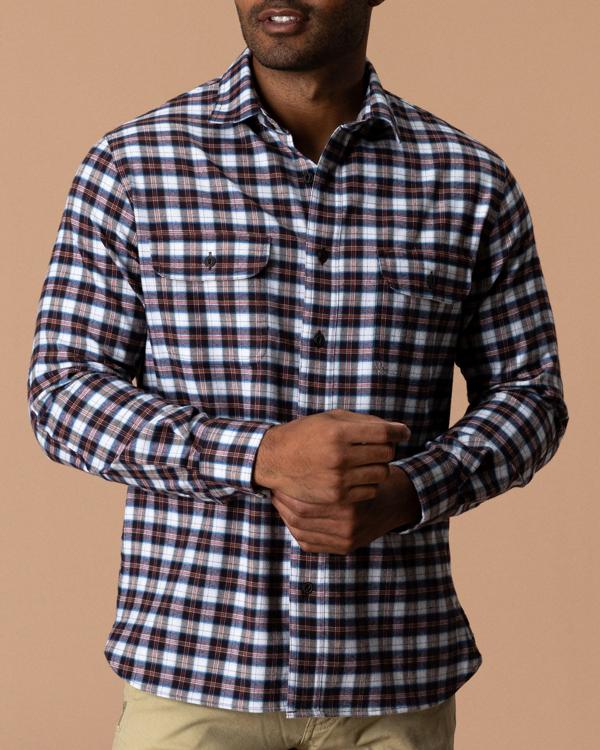 Performance Flannel Sport Shirt - Brite Plaid - Chocolate Plum