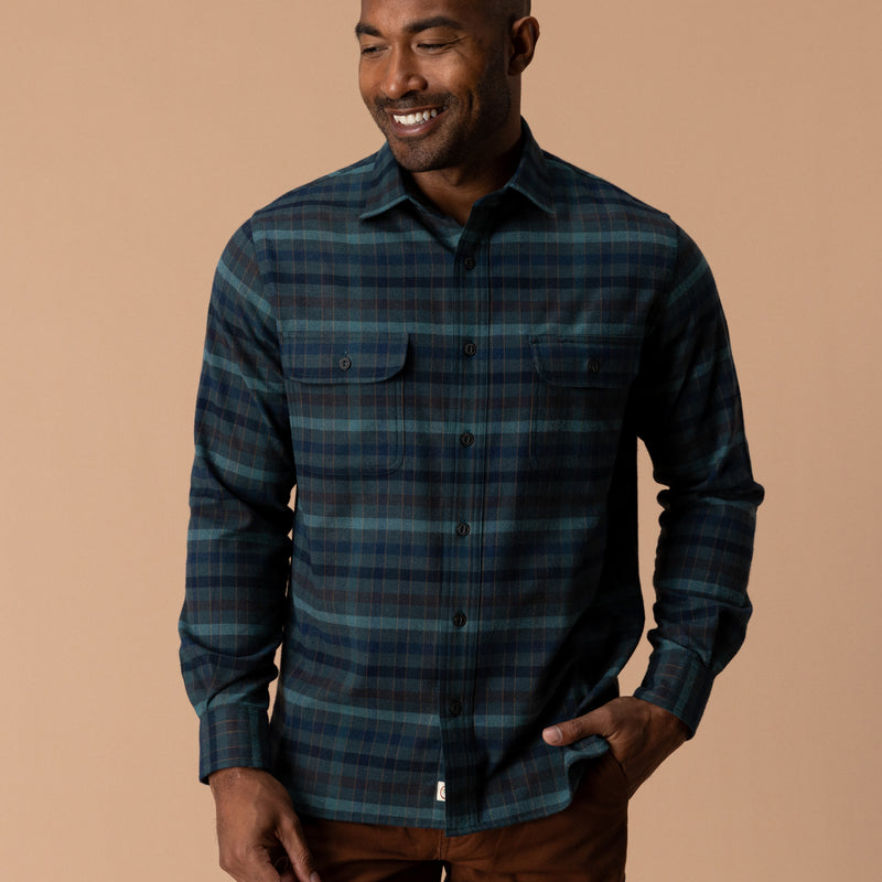 Performance Flannel Sport Shirt - Oakmere Plaid - Pine Grove