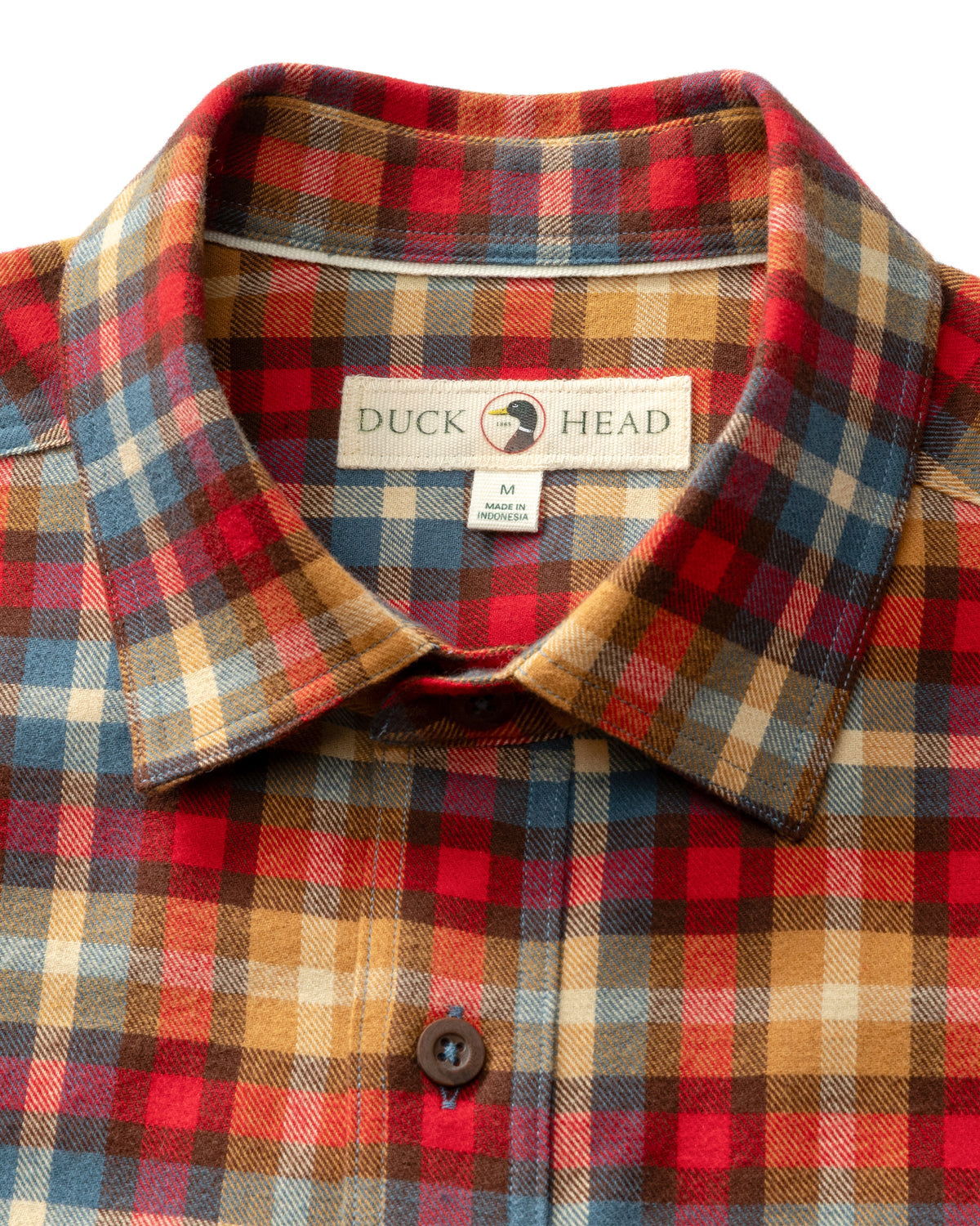 Cotton Flannel Sport Shirt - Dunwell Plaid - Pomegranate