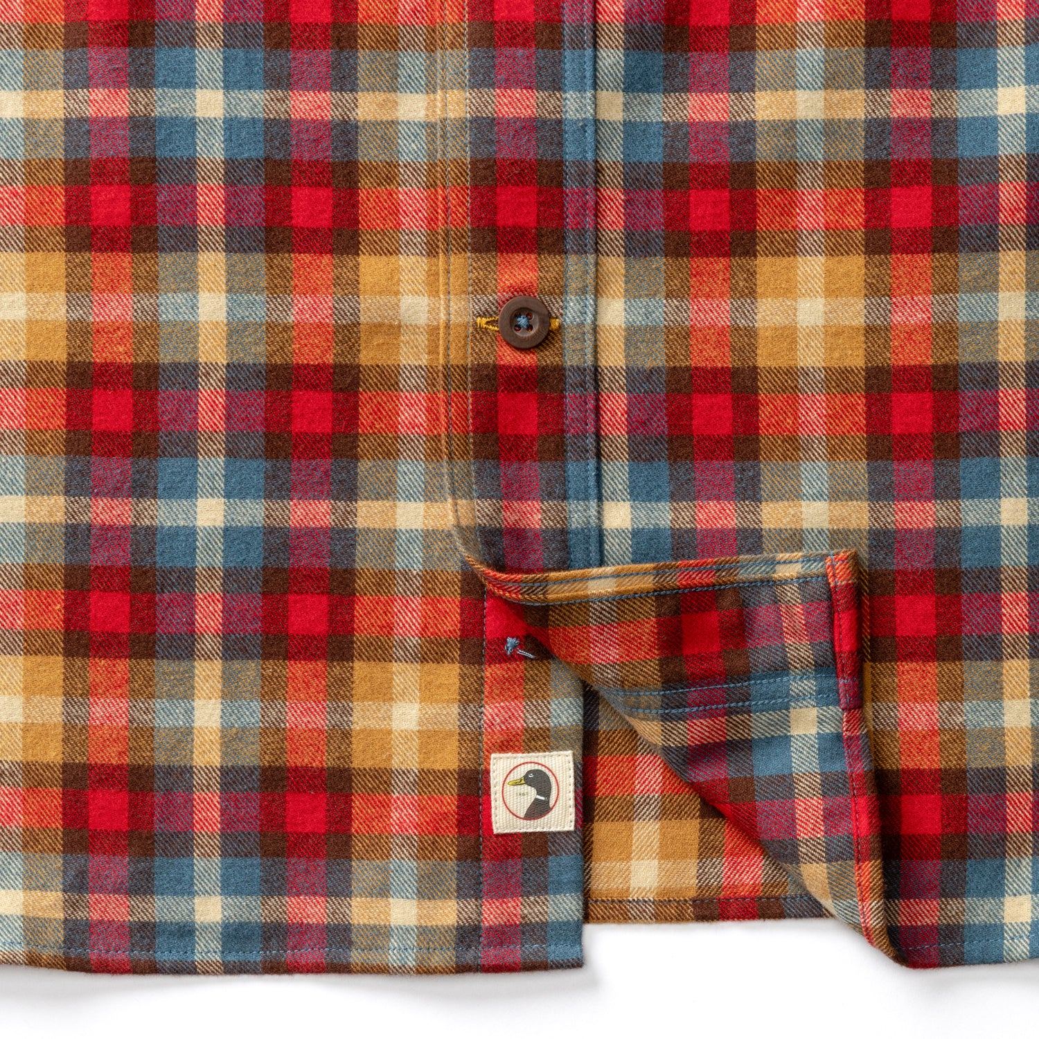 Cotton Flannel Sport Shirt - Dunwell Plaid - Pomegranate
