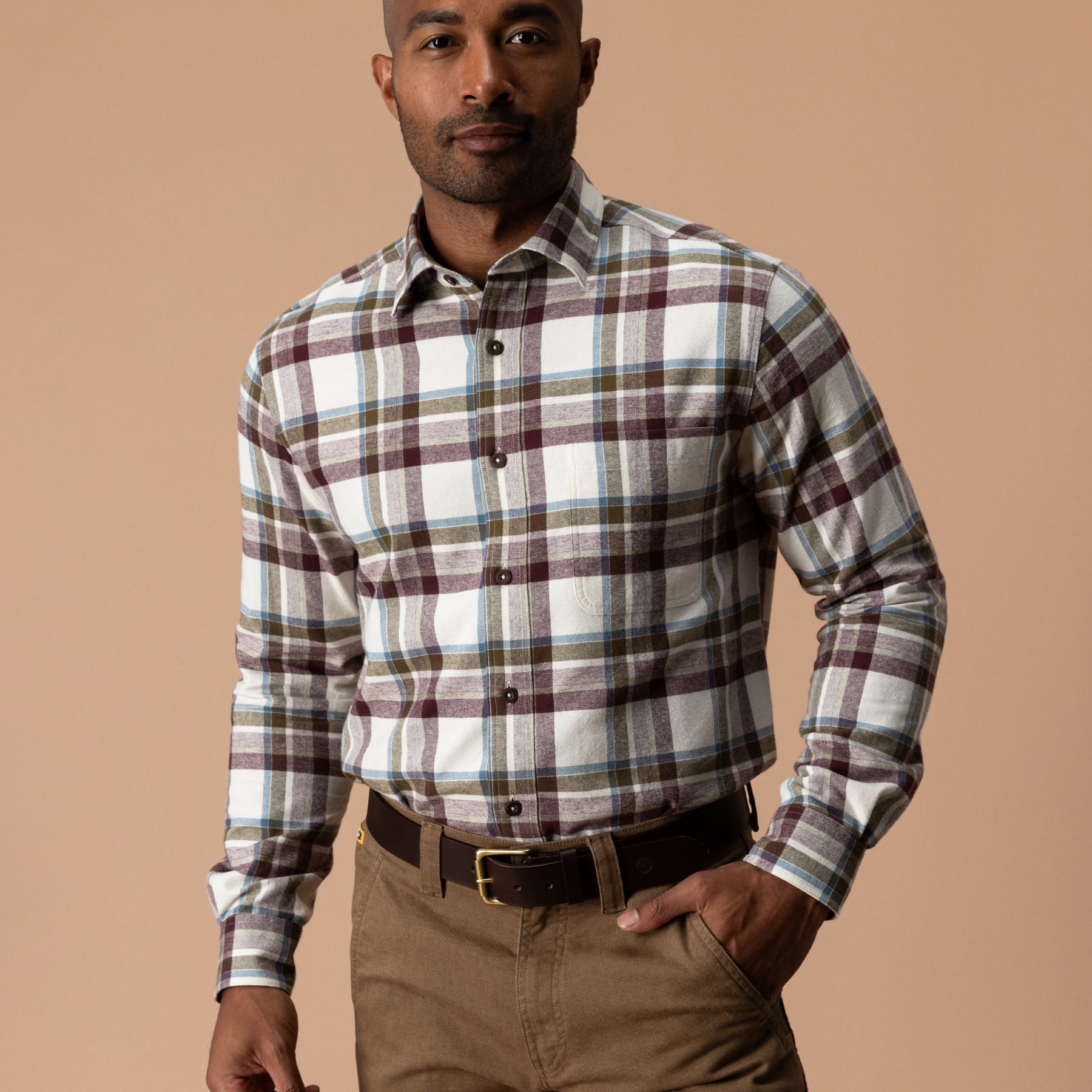 Cotton Flannel Sport Shirt - Roane Plaid - Huckleberry