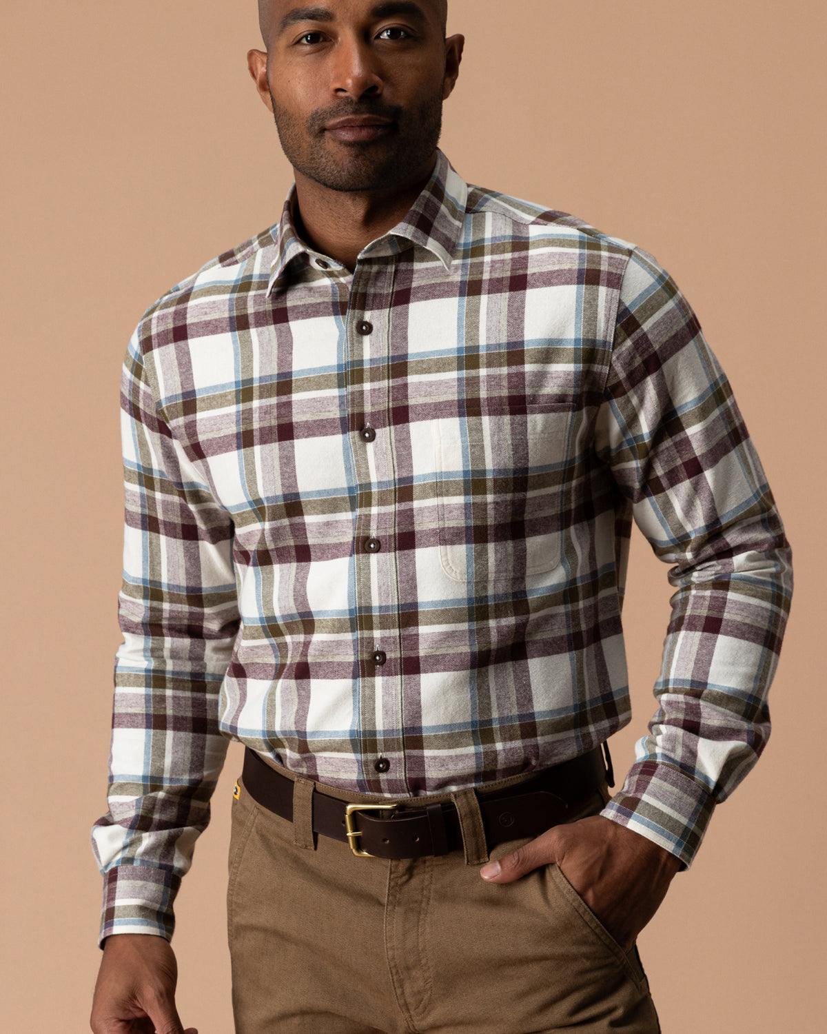 Cotton Flannel Sport Shirt - Roane Plaid - Huckleberry