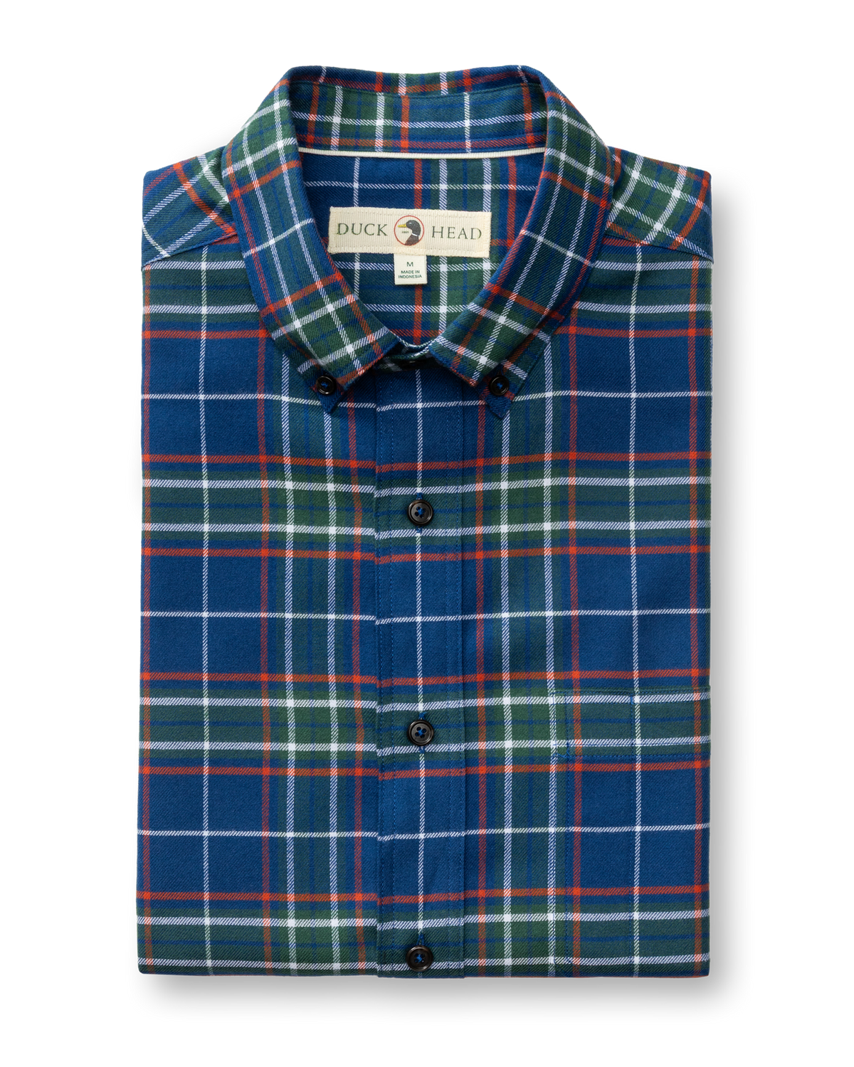 Cotton Flannel Sport Shirt - Osborne Plaid - Navy Peony
