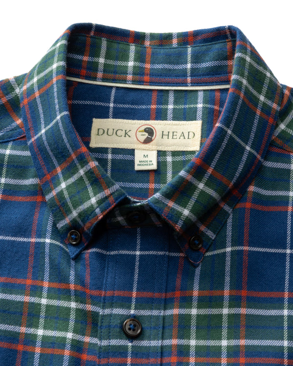 Cotton Flannel Sport Shirt - Osborne Plaid - Navy Peony