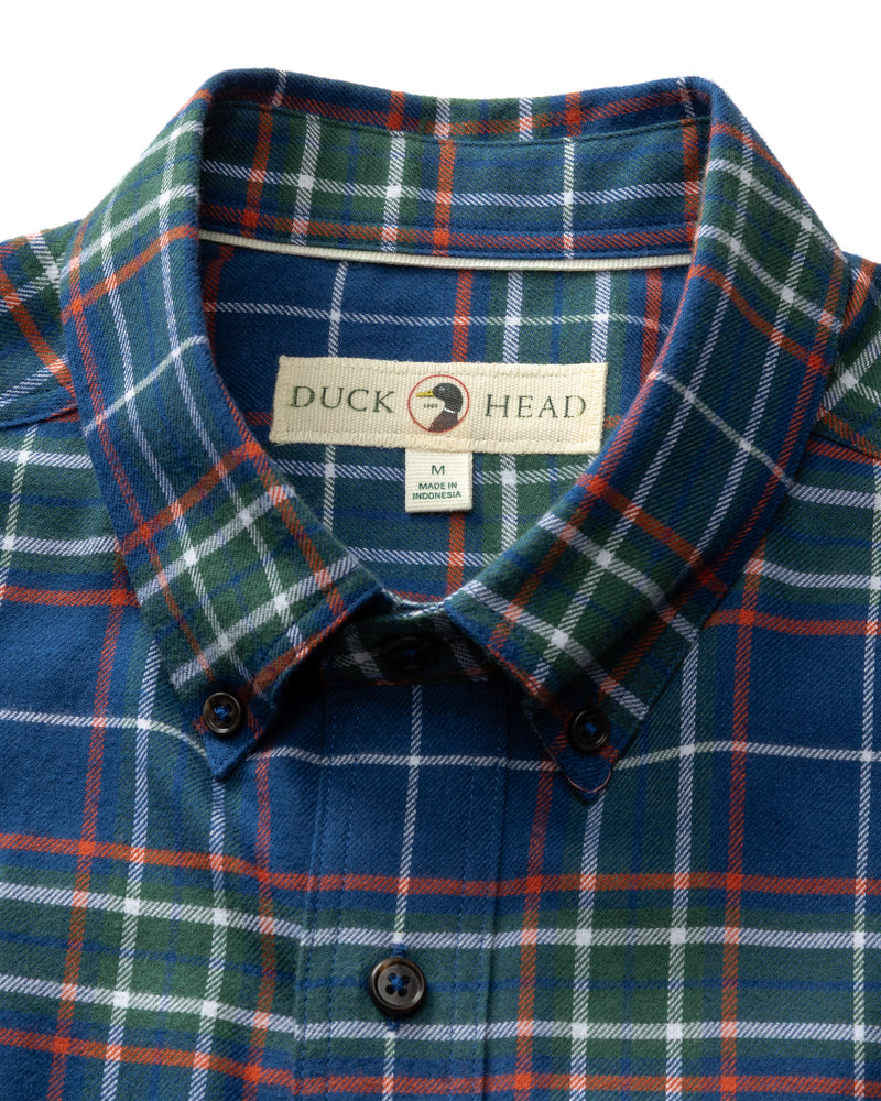 Cotton Flannel Sport Shirt - Osborne Plaid - Navy Peony