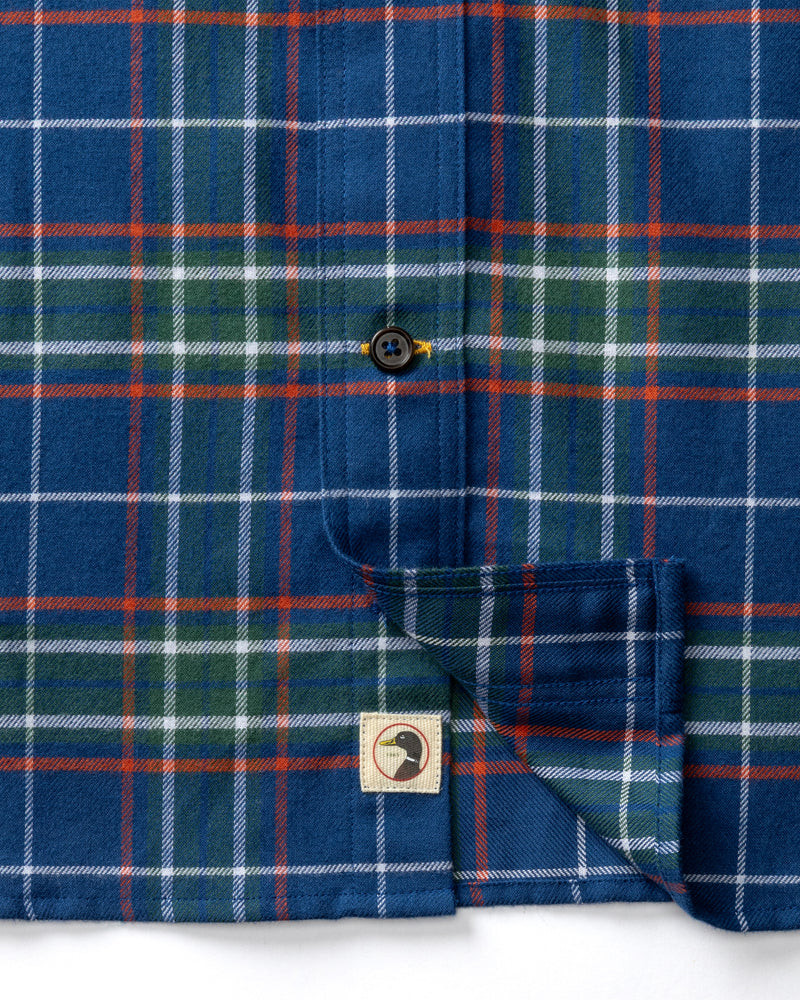 Cotton Flannel Sport Shirt - Osborne Plaid - Navy Peony