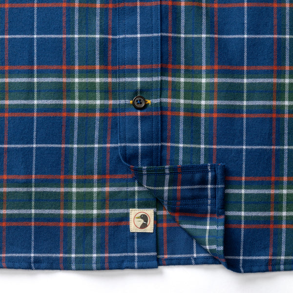 Cotton Flannel Sport Shirt - Osborne Plaid - Navy Peony