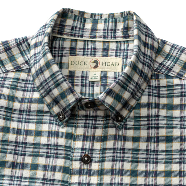 Cotton Flannel Sport Shirt - Radcliffe Plaid - Windblown Sky