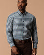 Cotton Flannel Sport Shirt - Radcliffe Plaid - Windblown Sky