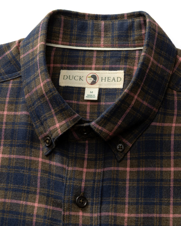 Cotton Flannel Sport Shirt - Drayden Plaid - Dark Olive Heather