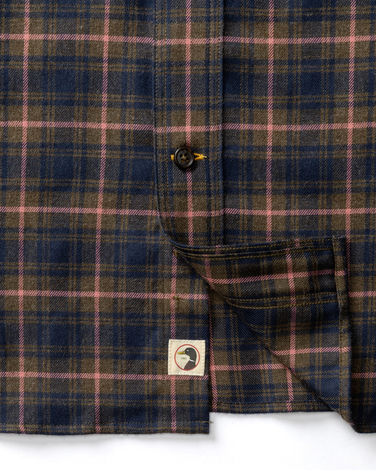 Cotton Flannel Sport Shirt - Drayden Plaid - Dark Olive Heather
