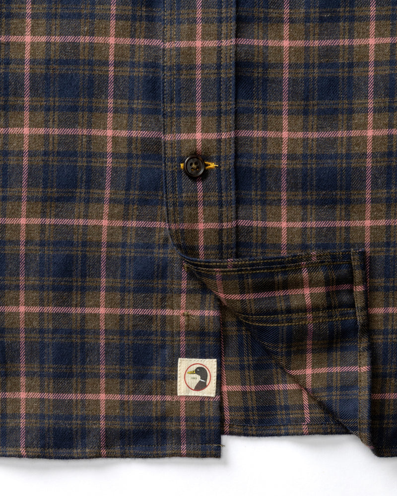 Cotton Flannel Sport Shirt - Drayden Plaid - Dark Olive Heather