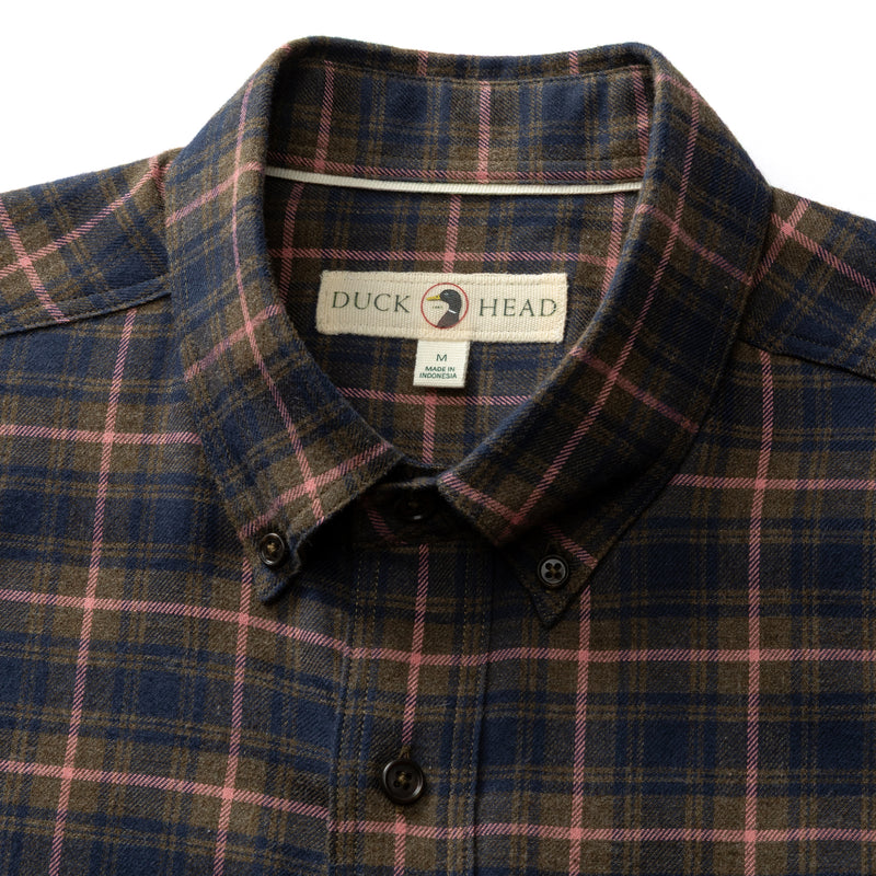 Cotton Flannel Sport Shirt - Drayden Plaid - Dark Olive Heather