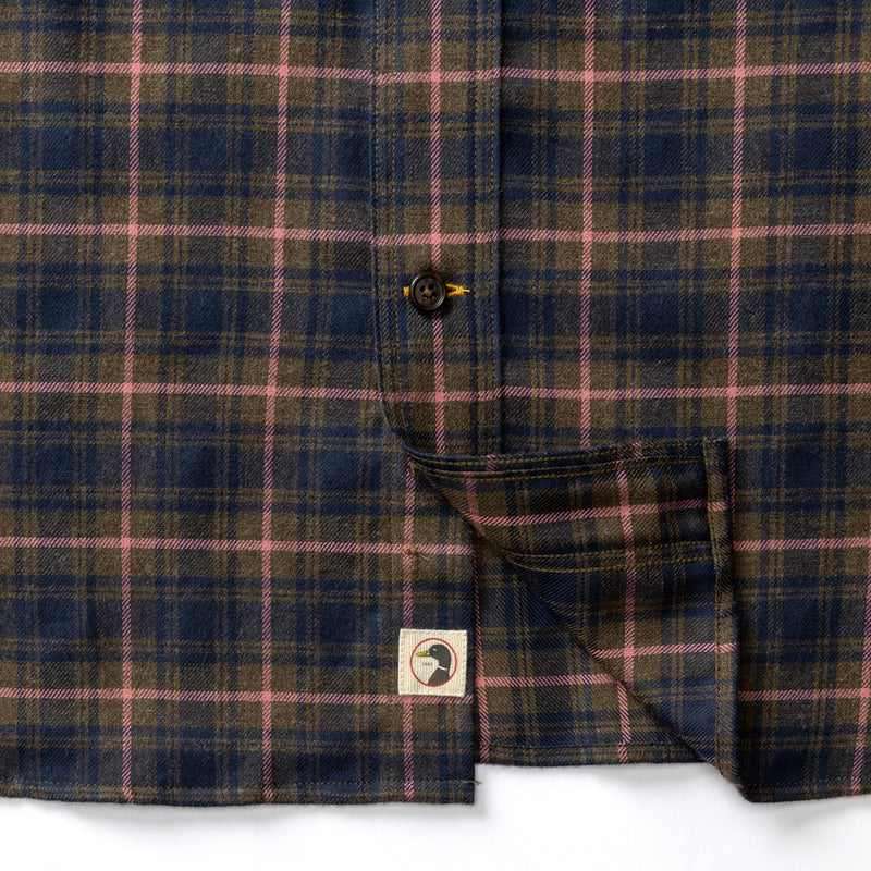Cotton Flannel Sport Shirt - Drayden Plaid - Dark Olive Heather