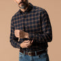 Cotton Flannel Sport Shirt - Drayden Plaid - Dark Olive Heather