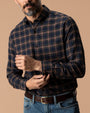 Cotton Flannel Sport Shirt - Drayden Plaid - Dark Olive Heather