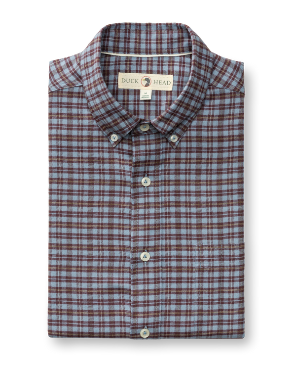 Cotton Flannel Sport Shirt - Paxon Plaid - Windblown Sky
