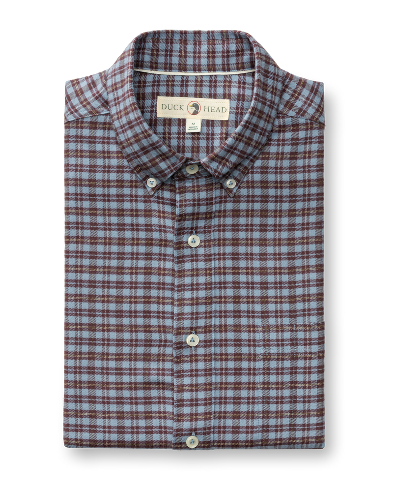 Cotton Flannel Sport Shirt - Paxon Plaid - Windblown Sky