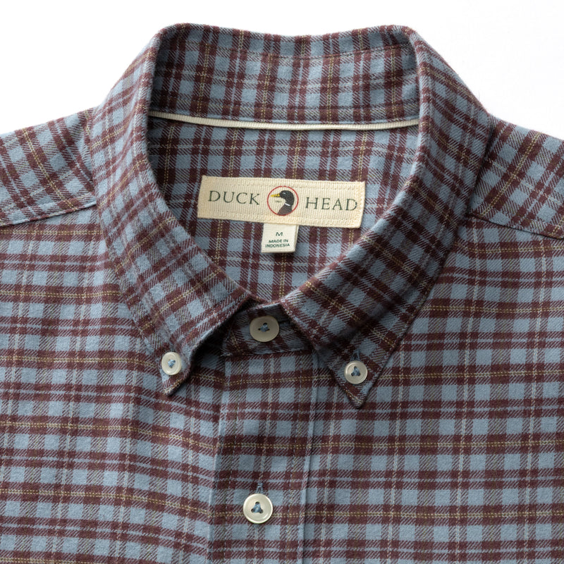 Cotton Flannel Sport Shirt - Paxon Plaid - Windblown Sky