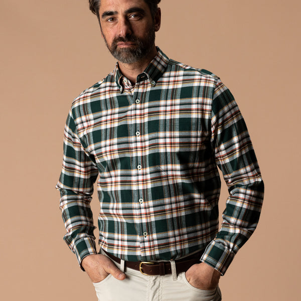 Cotton Flannel Sport Shirt - Pinewell Plaid - Pine Grove