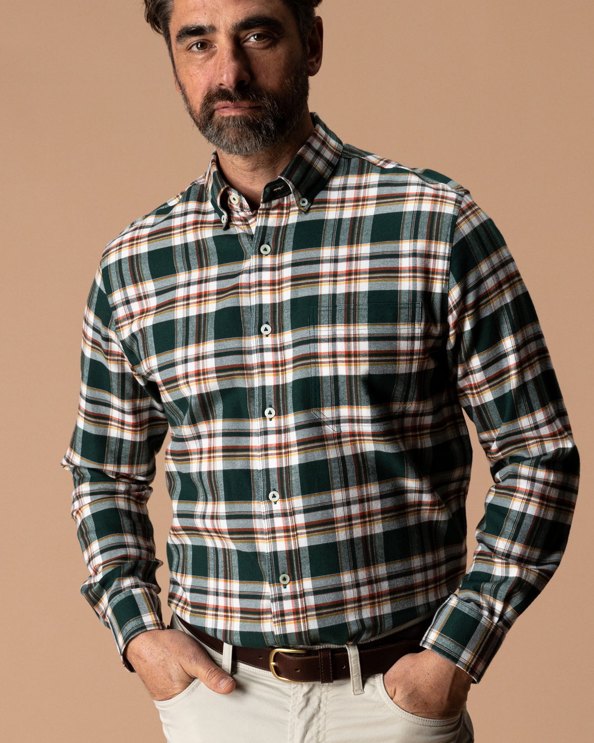 Cotton Flannel Sport Shirt - Pinewell Plaid - Pine Grove