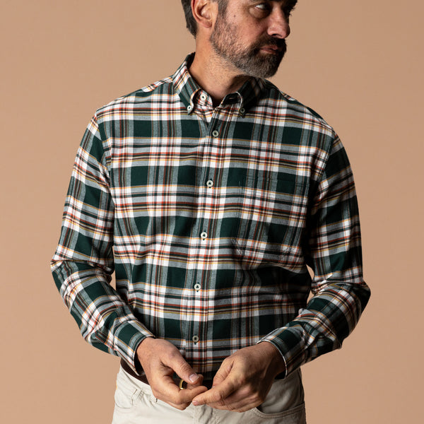 Cotton Flannel Sport Shirt - Pinewell Plaid - Pine Grove
