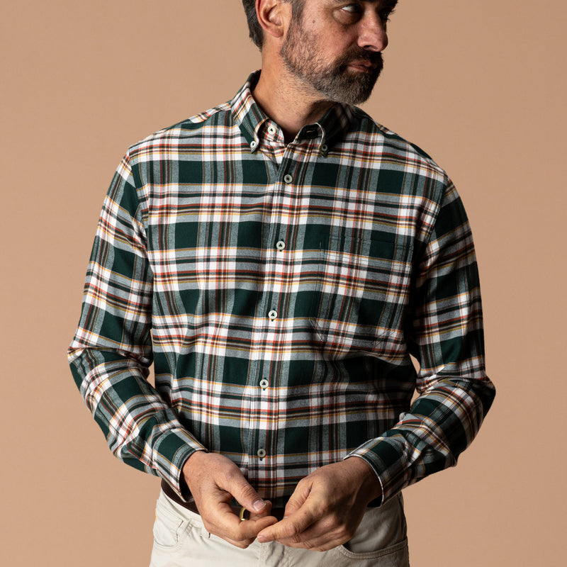 Cotton Flannel Sport Shirt - Pinewell Plaid - Pine Grove
