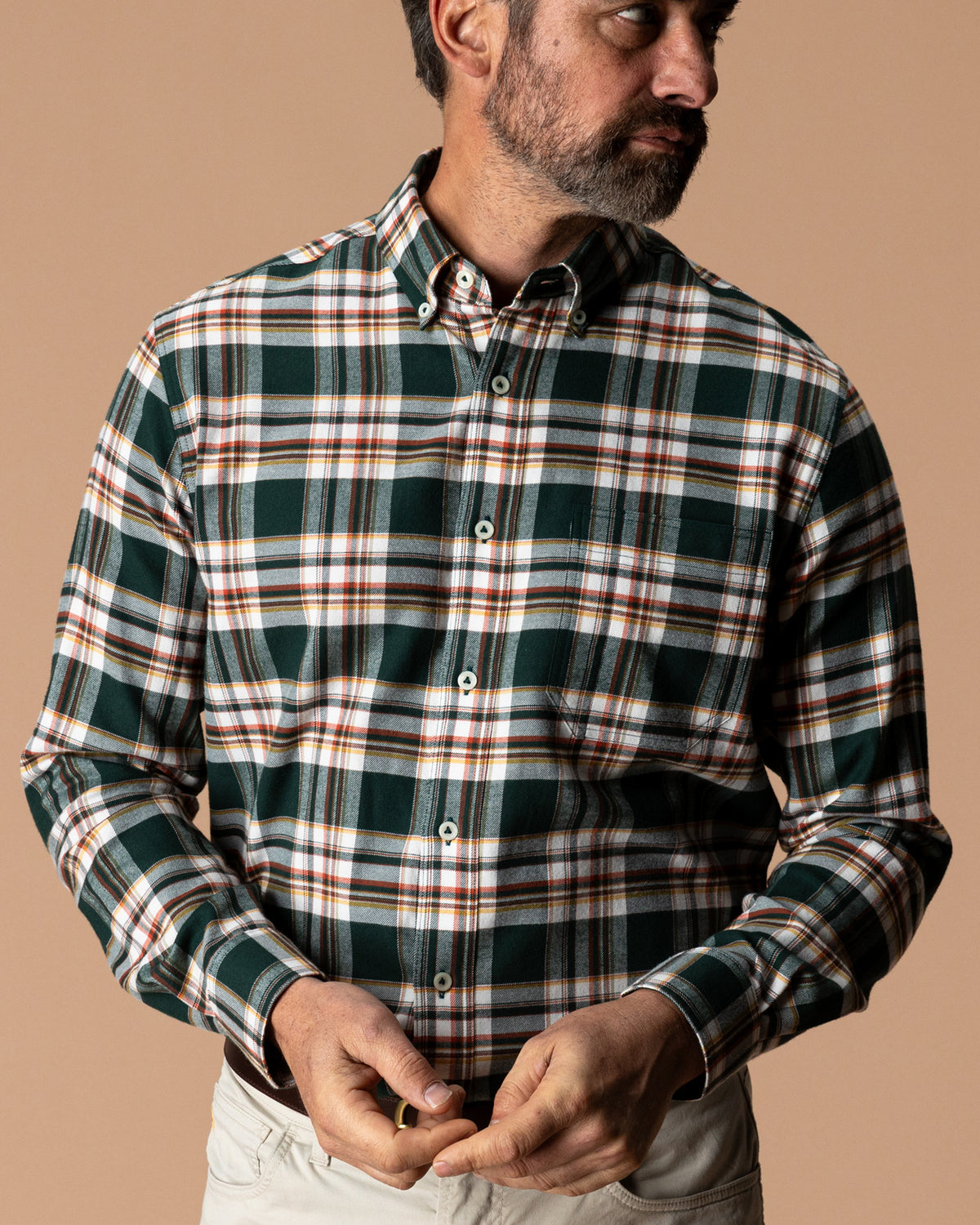 Cotton Flannel Sport Shirt - Pinewell Plaid - Pine Grove