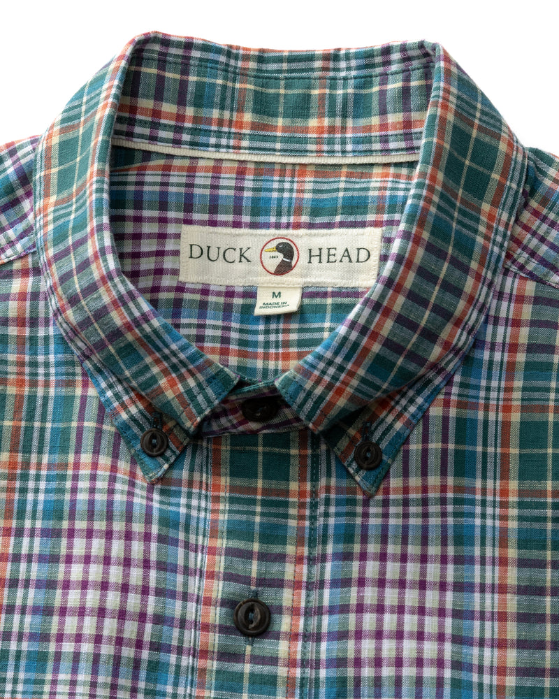 Cotton Slub Sport Shirt - Colson Plaid - Midnight Teal