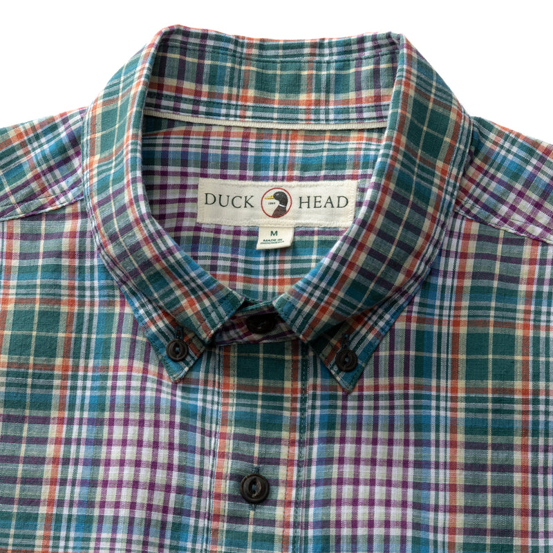 Cotton Slub Sport Shirt - Colson Plaid - Midnight Teal
