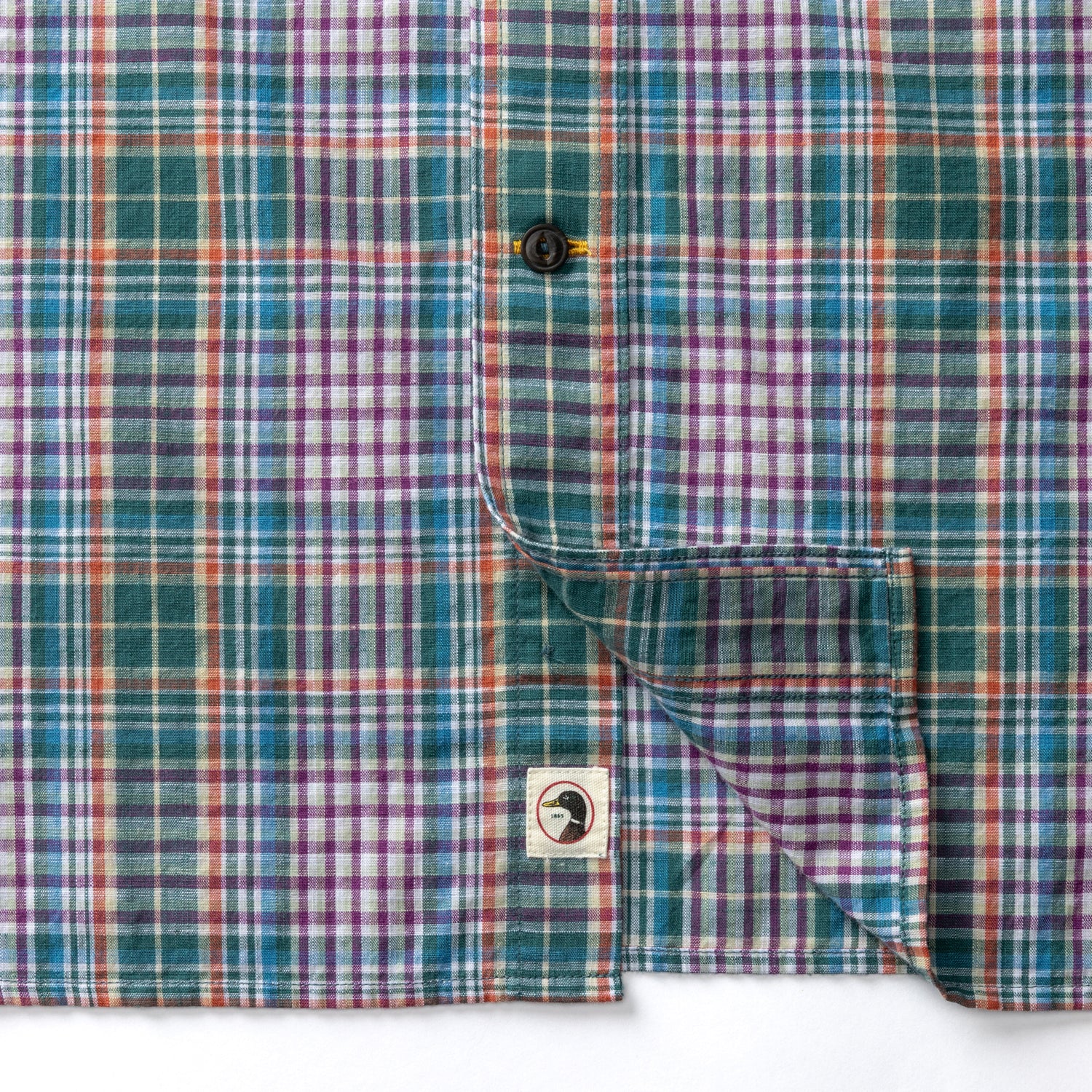 Cotton Slub Sport Shirt - Colson Plaid - Midnight Teal