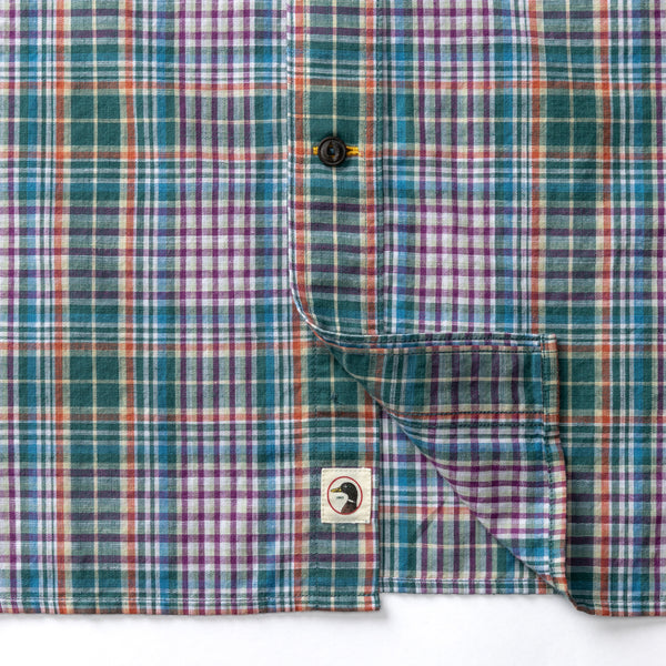 Cotton Slub Sport Shirt - Colson Plaid - Midnight Teal