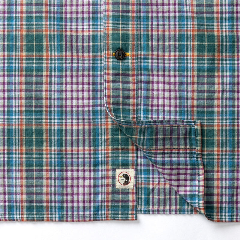 Cotton Slub Sport Shirt - Colson Plaid - Midnight Teal