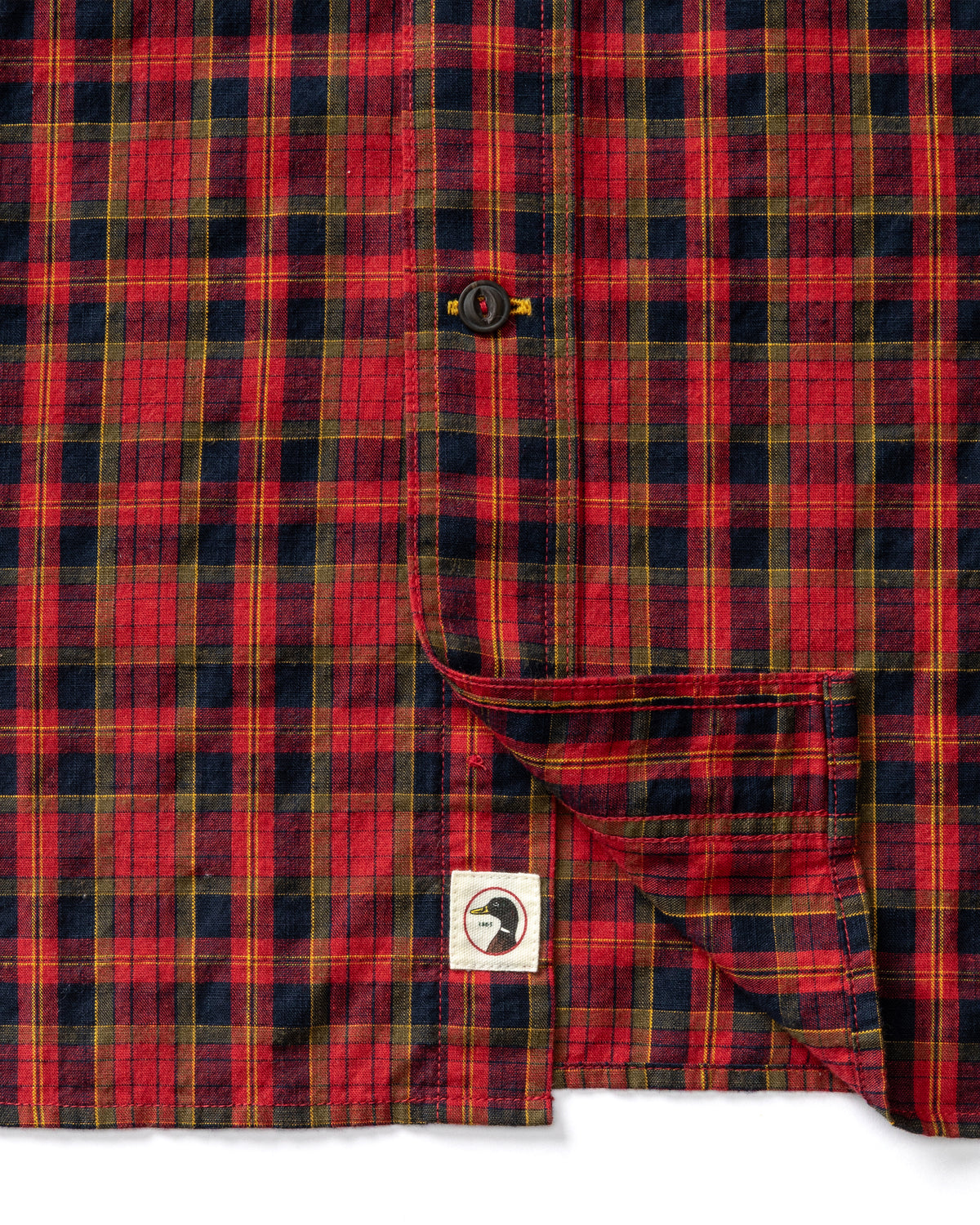 Cotton Slub Sport Shirt - Yates Plaid - Pomegranate