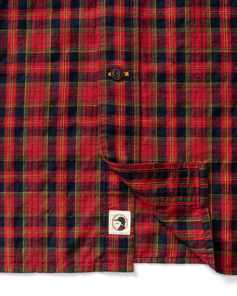 Cotton Slub Sport Shirt - Yates Plaid - Pomegranate