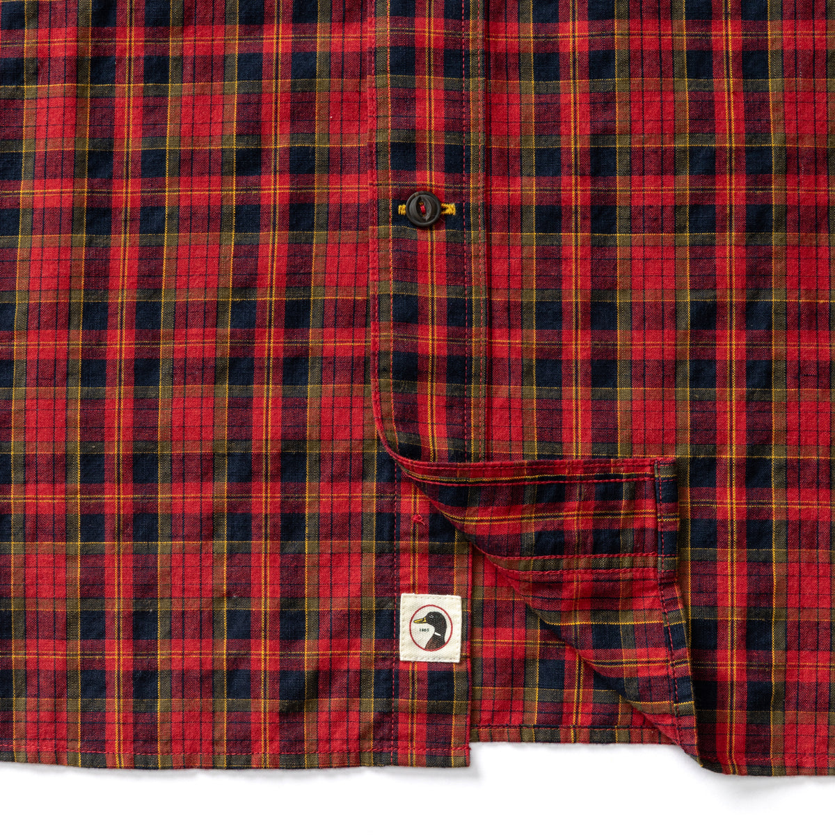 Cotton Slub Sport Shirt - Yates Plaid - Pomegranate