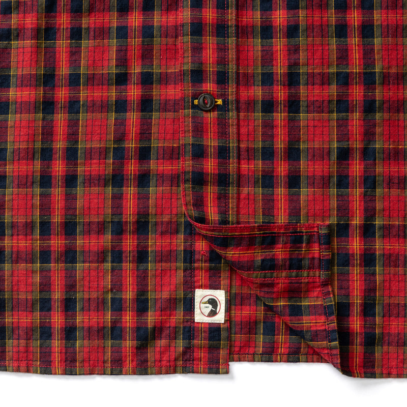 Cotton Slub Sport Shirt - Yates Plaid - Pomegranate