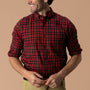 Cotton Slub Sport Shirt - Yates Plaid - Pomegranate