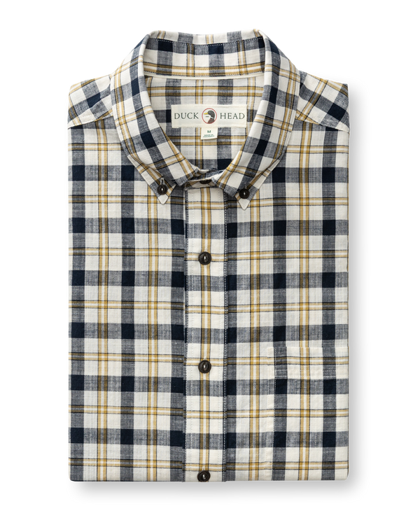 Cotton Slub Sport Shirt - Brant Plaid - Deep Navy