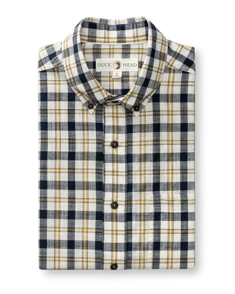 Cotton Slub Sport Shirt - Brant Plaid - Deep Navy