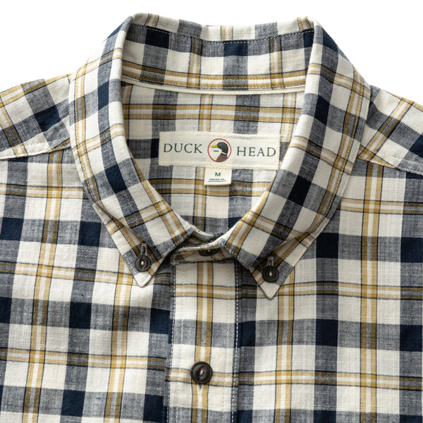 Cotton Slub Sport Shirt - Brant Plaid - Deep Navy