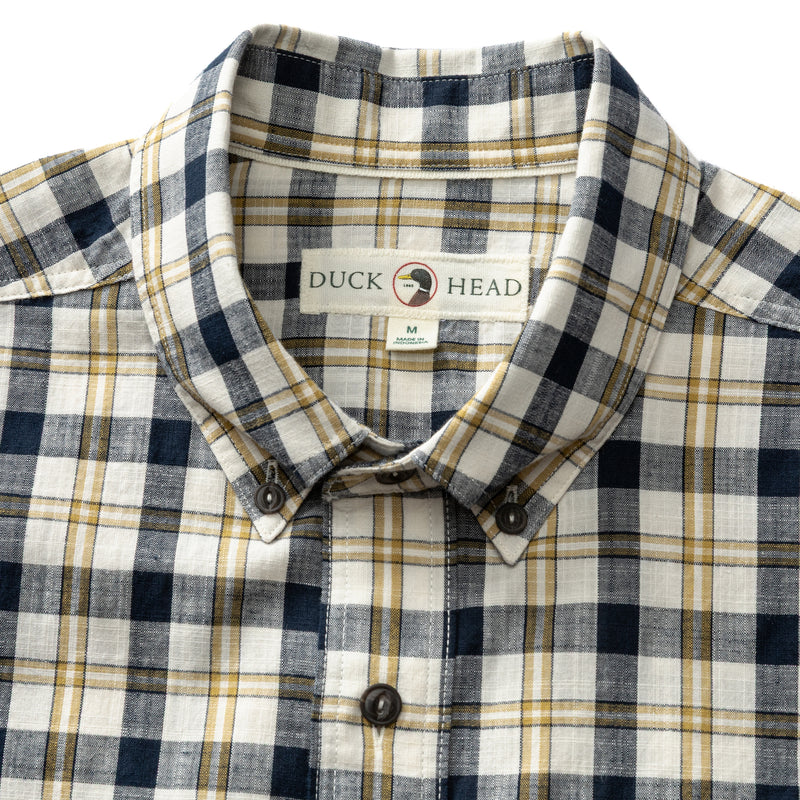 Cotton Slub Sport Shirt - Brant Plaid - Deep Navy
