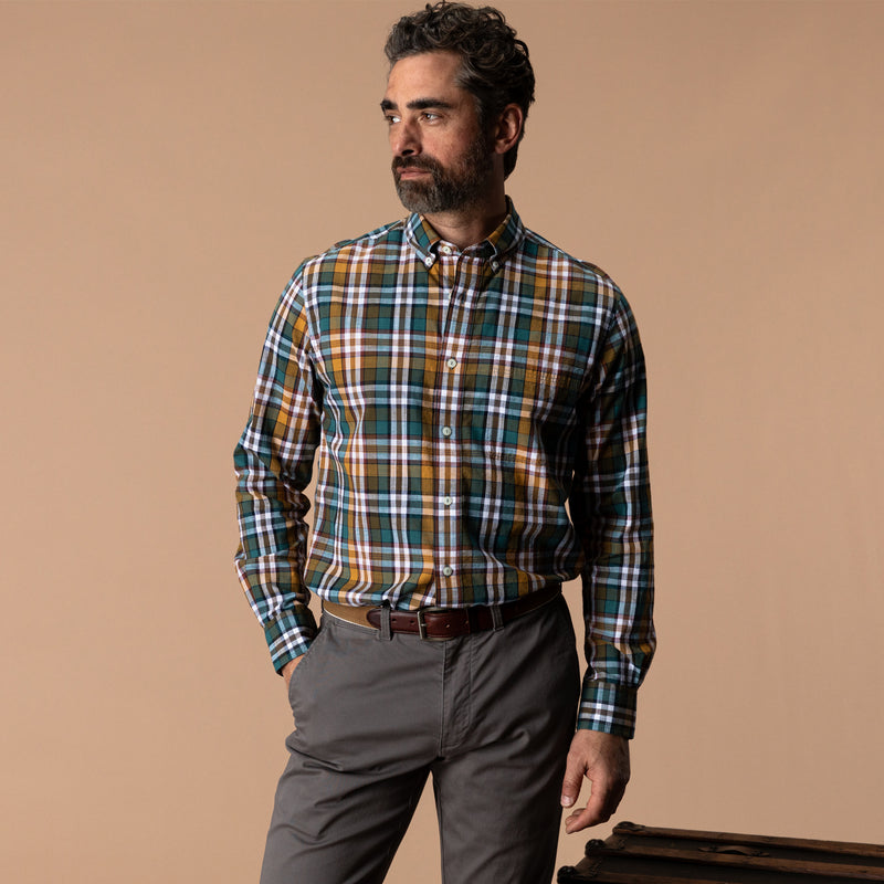 Cotton Slub Sport Shirt - Toni Plaid - Amberwood