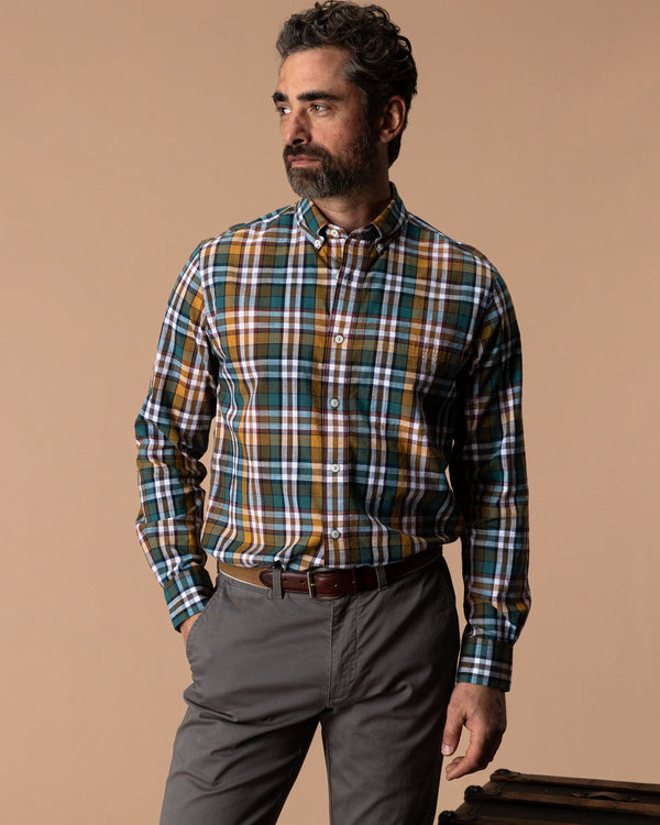 Cotton Slub Sport Shirt - Toni Plaid - Amberwood