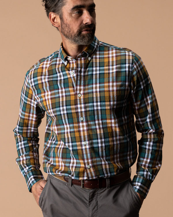 Cotton Slub Sport Shirt - Toni Plaid - Amberwood