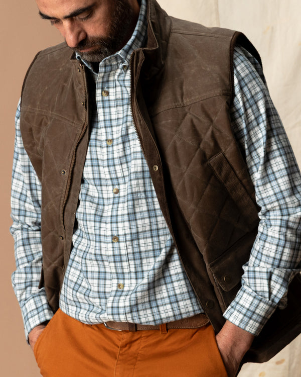 Cotton Wool Sport Shirt - Radford Plaid - Windblown Sky