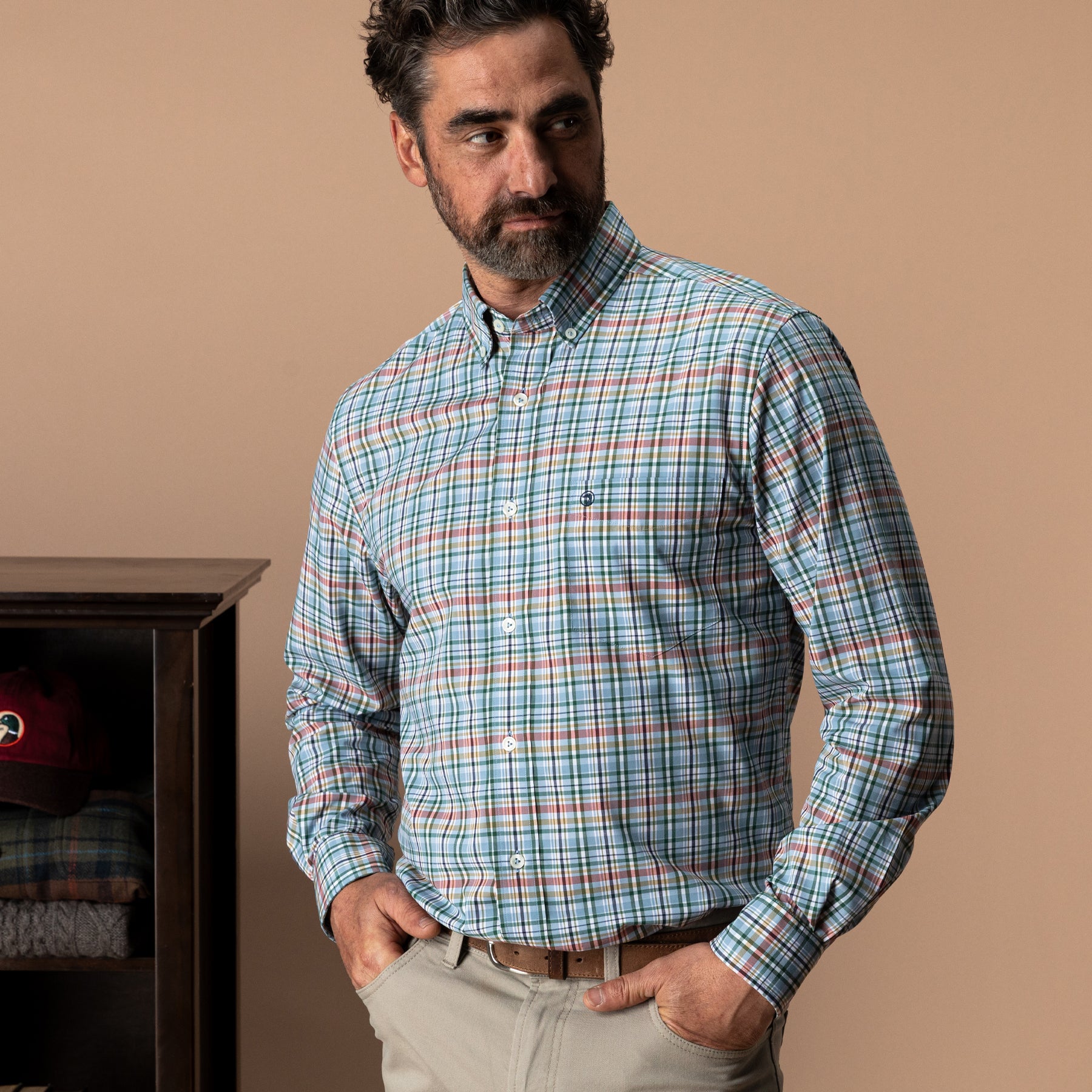 Performance Poplin Sport Shirt - Winsley Plaid - Windblown Sky