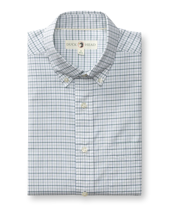 Cotton Cashmere Poplin Sport Shirt - Tolliver Plaid - Spruce Mist
