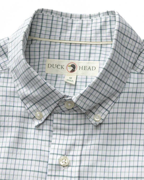 Cotton Cashmere Poplin Sport Shirt - Tolliver Plaid - Spruce Mist
